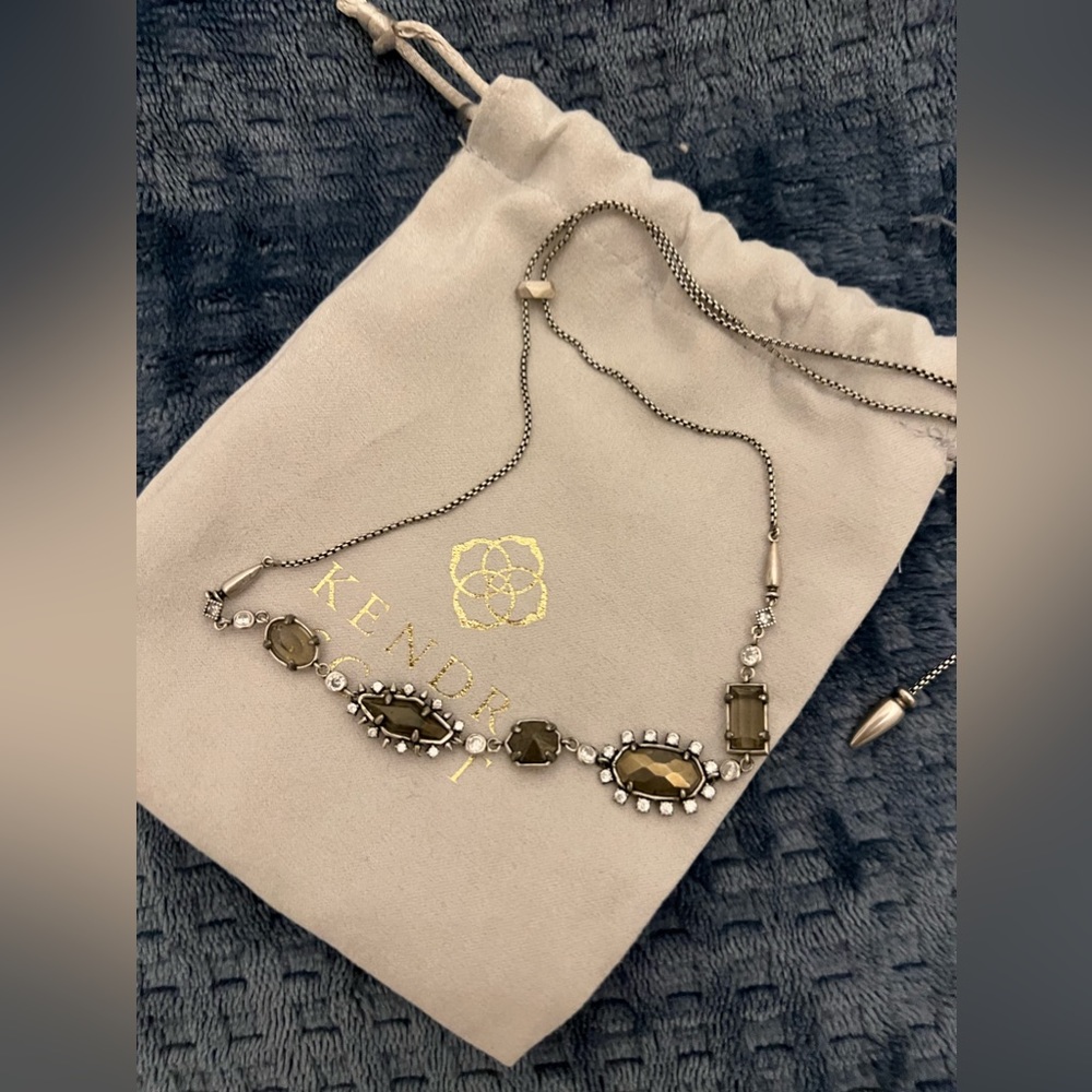 Kendra Scott June Convertible Necklace - Antique silver tone and dark stones